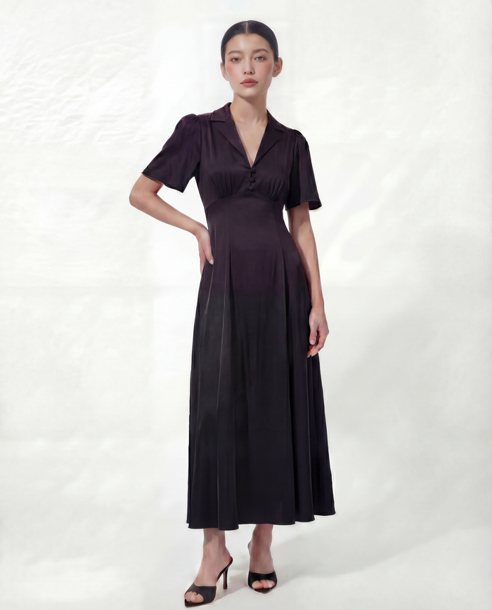 The Aurora Dress in Obsidian Black