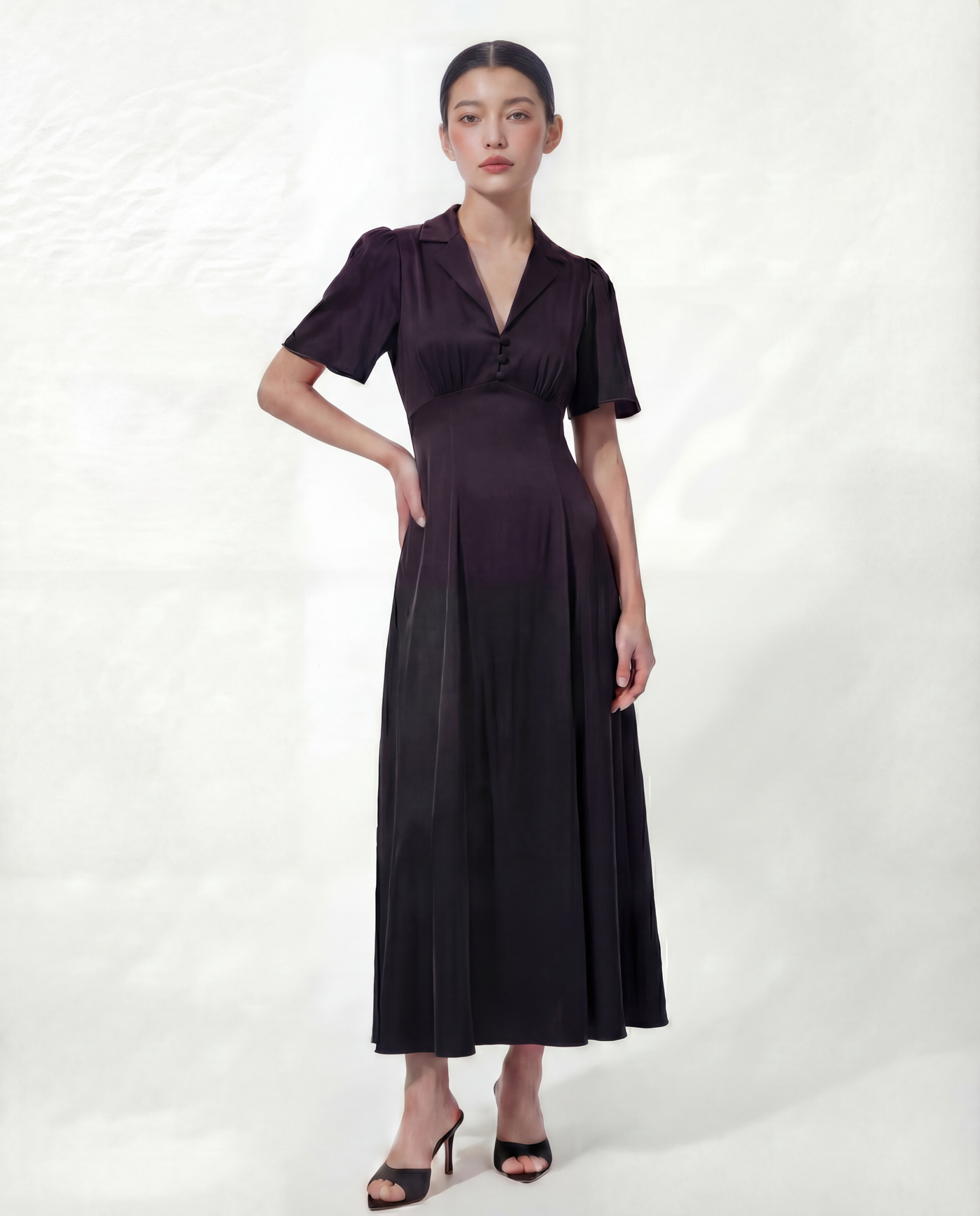 The Aurora Dress in Obsidian Black