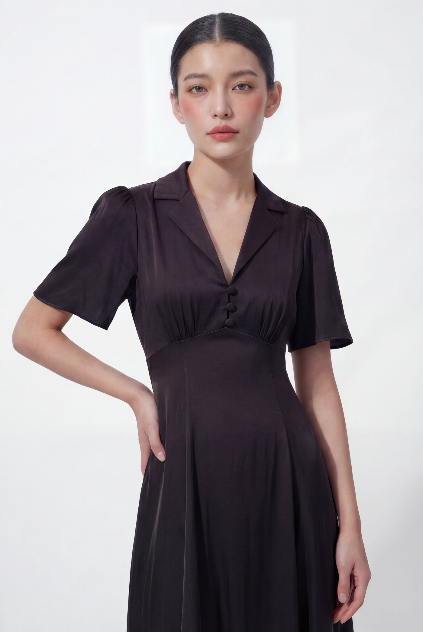The Aurora Dress in Obsidian Black